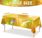 8 Pack Gold Iridescent Plastic Tablecloths Shiny Disposable Laser Rectangle Table Covers Holographic Foil Tablecloth Iridescent Party Decorations Birthday Bridal Wedding Christmas, 54 x 108 Inch