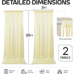 Champagne Satin Backdrop Curtains 2 Panels - Glitter Photo Drapes for Baby Shower, 10x10FT Shimmer Back Drop Cloth, Wrinkle Free for Birthday Party Prom Wedding Stage Background