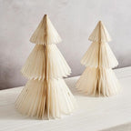 LampLust White Honeycomb Paper Trees, 2 Pack, 10 & 12 Inch, Winter Ornaments, Winter Decorations for Home and Mantel Decor, Winter Wonderland Decorations