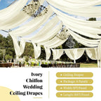 fani 6 Panels Ivory Wedding Ceiling Drapes 5ftx30ft Ceiling Drapes Chiffon Fabric Arch Draping Sheer Curtains Soft Drapery Draping Wedding Ceiling Decorations for Party Ceremony Stage Swag