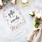 Cards And Gifts Sign, Arch Acrylic Wedding Sign, 5x7 Inch, Wedding Sign Decoration for Wedding Reception & Event Party Table, Bridal Shower Baby Shower Favors for Guests (Flower)