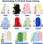 HEMMOTOP 7.2 ft Arch Backdrop Cover (One Piece Double Color), Pink and Blue Spandex Arch Stand Covers, Fabric Stretchy Background for Balloon Arches, Wedding, Birthday Party, Baby Shower