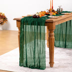 Emerald Green Cheesecloth Table Runner Fall Table Runner Boho Gauze 120 Inches Green Cheese Cloth Fall Table Decorations for Thanksgiving Wedding Bridal Baby Shower Tea Party