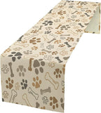 Dog Paw Table Runner,Kids Teens Cute Pet Animal Footprint Theme Pattern Print Tablecloth Burlap for Hotel Indoors Outdoor Dining Room Kitchen Home Decor,W13X L90 in