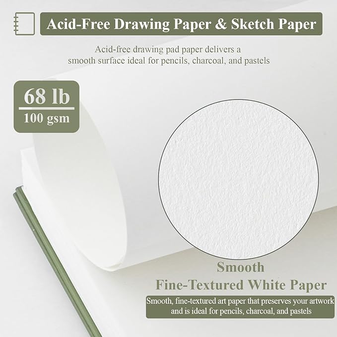 SuFly Small Sketch Book 5.5"x8.5", 2-Pack Mini Sketchbook, Spiral Bound Sketchbook Hardcover with 200 Sheets of 68lb/100gsm Mini Drawing Pad Paper, Small Sketch Pads for Drawing for Adults & Kids.