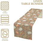 Autumn Table Runner,Pumpkins Maple Leaves Wood Fall r Seasonal Table Runner Kitchen Dining Table Decoration for Home Party Decor 13x90 Inch