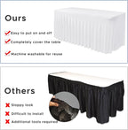 Nasitos White Table Skirt for 8 Foot Rectangle Tables, 4 Pack - 96 x 30 Inch - Stretch Spandex Fitted Table Clothes, Fabric Table Covers Cocktail Tablecloths for Party, Banquet, Birthday