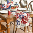 Artoid Mode Red Dahlia Floral Pinnata Memorial Day Table Runner, 4th of July Veterans Day Kitchen Dining Table Decoration for Home Party Decor 13x72 Inch