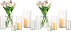 Glasseam Cylinder Vases Set of 12, Hurricane Candle Holder Clear Different Sizes, Modern Glass Cylinder Vase, Glass Vases for Centerpieces for Home Decor Wedding Centerpieces, Events, 4''+ 6''+7.8''