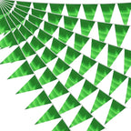 20M/65FT Green Triangle Pennant Banner Flag Metallic Fabric Bunting Garland for Christmas Graduation Safari Birthday Tropical Jungles Wedding Bachelorette Engagement Party Decoration Supplies