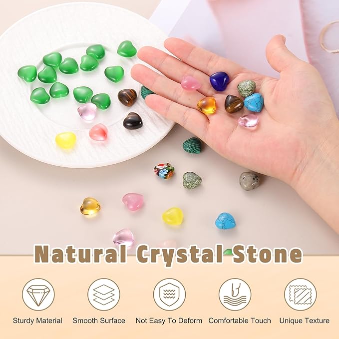 PATIKIL 20 Pcs Natural Heart Shaped Crystal Stone, 0.6 Inch Mini Polished Love Gemstone Crystal, Pocket Rock Engraved Worry Stones for Women Gifts Meditation, Dark Blue