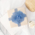 Ribbli Dusty Blue Organza Ribbon 1 Inches x Continuous 50 Yard Blue Sheer Ribbon for Gift Wrapping,Cookie Wrapping,Wedding Decoration