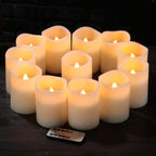 Flameless Candles Battery Operated Candles Set of 12(D:3" X H:4") Pillar Real Wax Led Candles with 10-Key Remote and Cycling 24 Hours Timer