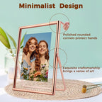 Rose Gold Floating Frame, 5"x7", Vertical, For Picture 4x6, 3.5x5, 2x3, Tabletop Use, Classy Gift For Anniversary, Wedding or Birthday