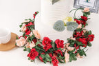 Miracliy 5 Pack 47 FT Fake Rose Vine Flowers Plants Artificial Flower Hanging Rose Ivy Home Hotel Office Wedding Party Garden Craft Art Déco