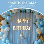 10x10ft Baby Blue Tulle Backdrop Curtain with String Lights, Wrinkle-Free Sheer Baby Shower Backdrop for Birthday Party, Bridal Shower, Photo Shoots, Wedding and Home Decorations, Baby Blue