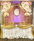 QueenDream 90x132inch Rectangle Sparkly Gold Sequin Tablecloth Wedding Glitter Tablecloth for Birthday Party Decor