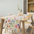 Floral Decorative Table Runner, Watercolor Floral Botanical Rustic Modern Style Pattern Printed Long Table Runner for Restaurant Kitchen Party,13in（33cm） W * 108in（274cm） L
