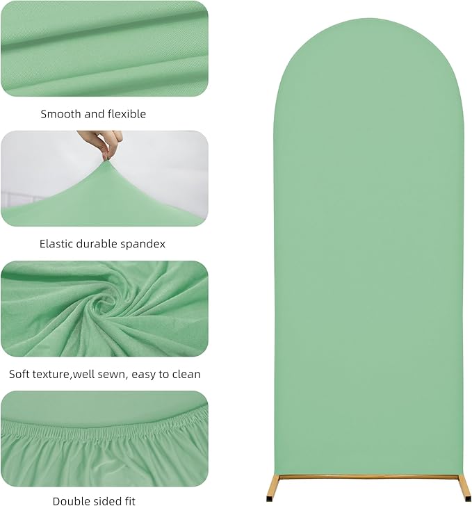7.2FT Wedding Arch Covers Arch Backdrop Cover Arch Stand Covers Set Arch Cover Spandex Fabric Stretchy Backdrop for Wedding Birthday Party Decoration Baby Shower (Mint Green)
