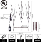 Lighted Branches for Vases Plug in - 3 Pack 24Inch 60 LED Christmas DIY Twig Pathway Lights, Artificial Tree Bendable Xmas Fairy Lights with Stakes for Outdoor Indoor Party Decoration, Multicolor