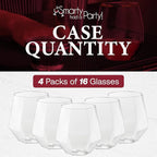 Smarty Had A Party 12 oz Wine Goblets Pack of 64 Clear Stemless Plastic Goblets, Unbreakable and Disposable for Parties and Events