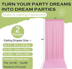 PartyVillage 10ft×15ft Baby Pink Backdrop Curtain for Wedding Parties, 2 Panels Wrinkle Free 15 FT Long Polyester Photo Backdrop Drapes Back Drop Cloth for Birthday Photography Background