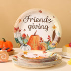 Friendsgiving Plates and Napkins Sets for 50 Guests, Thanksgiving Paper Plates and Napkins Party Supplies for Thanksgiving Friendsgiving Party Decorations