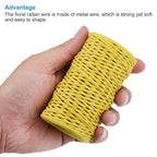 PATIKIL 164 Feet Floral Bind Wire Wrap Twine, 1mm Yellow Paper-Wrapped Iron Wire for Flower Bouquets