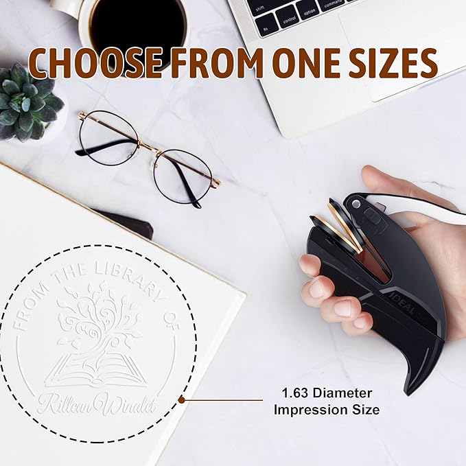 Personalized Book Embosser - Custom Library Stamp, Personal Gifts for Book Lovers, Readers, Teachers (BT-01)