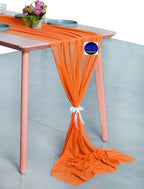 MDS 10 Pack 10ft Chiffon Table Runner 29 x 120 Inches Sheer Wedding Runner Romantic Rustic Table Runner for Wedding Decorations, Birthday Parties, Bridal Shower Party Arch Decor - Orange
