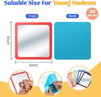 Dandat 30 Pcs Small Mirrors for Kids 6 x 6 Inch Square Shatter Proof Reflector Toddler Glass Plastic Reflector for Classroom DIY Craft Preschool Facial Expression (Rich Colors)