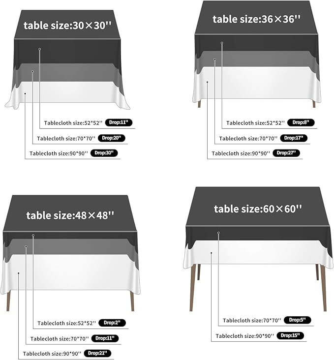 Cupuamon Square Tablecloth 52x52 inch Washable Polyester Fabric Table Cloth for Wedding Party Dining Banquet Decoration（52x52,Silver）