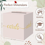 QIKSION Blush Pink Wedding Card Box, Rose Gold Foil Gift Card Box for Party, Wedding Reception, Graduation, Birthday, Baby Shower, Raffle