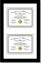 Creative Picture Frames 16X24Bk-W Black Vertical Double Diploma Frame With 2 Opening White Mat, Holds 2-11X14-Inch Documents With Wall Hanger