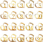 Gold Acrylic Heart-Shaped Table Numbers 1-20 for Weddings, Anniversaries, Parties, Birthdays, Events | 4.5" x 4.5"