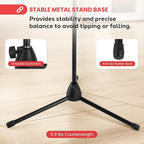 Pyle Tripod Microphone Stand, Height Adjustable from 39.37" to 66.14'', Mic Stand for Floor, Sturdy and Durable Build, Non-Slip Rubber Feet, With 5/8" Screw Adapter, Cable Clip, Compact Folding Design
