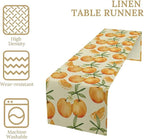 Spring Summer Orange Citrus Table Runner Watercolor Sweet Fruit Botanical Print Dinner Runner for Farmhouse Baby Shower Party Holiday Home Kitchen Dining Table Decor 13x36
