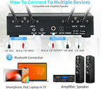 4 Channel Rechargeable Wireless Microphone System, Pro UHF Metal Handheld Wireless Microphones Cordless Mics with Echo Bluetooth VOL Channel Control for Karaoke Singing Church(MU-898)