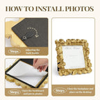 Cuspin Vintage Gold 5x5 Picture Frame, Gold Ornate Leaf Textured Hand-Crafted Resin with Glass Front, Antique Square Photo Frame for Tabletop Display, Retro Design Home Decor
