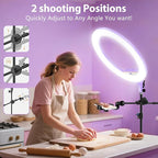 Ring Light 22inch Kit: Ring Light Tripod for iPhone ipad, with 75" Tripod/LCD Display/2 USB Ports Overhead Phone Mount for Video Recording, Zoom Meeting,YouTube,TikTok (Purple)
