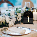 UNIQOOO Black Arch Wedding Table Numbers with Stands 1-20, Gold Foil Printed 5x7 Double Sided Acrylic Signs and Holders, Perfect for Centerpiece, Reception, Decoration, Party, Anniversary, Event