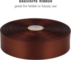 Brown Solid Satin Ribbon 1 Inch 50 Yards Solid Polyester Fabric Ribbon for Gift Wrapping Wedding Christmas Baby Shower Birthday Party Decoration Handmade Immortal Flower Craft