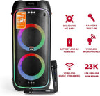 The Platinum DK65 Bluetooth Party Speaker, Karaoke Machine for Adults with 2 Wireless Microphones and Powerful bass & subwoofer, RGB Lights, Features Over 23k Songs for Outdoor & Home