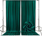 10ft x 10ft Lake Green Backdrop Curtains for Parties, Fabric Satin Background Curtain with Rod Pockets for Weddings, Birthday, Baby Shower, Photography, Graduation Party Backdrop Drapes, 2 Panels
