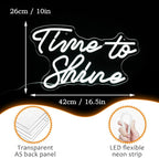 Time To Shine Neon Sign White Led Sign Time To Shine Neon Lights Decor for Lover Dimmable Letter Neon Wall Signs USB Powered with Switch Neon Signs for Wall Decor Party Wedding（16.5’’X10.2’’）