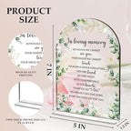Wedding Sign Decor, In Loving Memory Wedding Sign, 5x7 Inch Arch Acrylic, Weddings Sign for Reception & Event, Bridal Shower Decorations, Wedding Table Sign Accessories for Anniversary Party(Foliage)