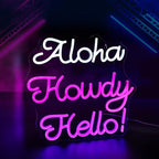 Aloha Howdy Hello Neon Signs for Wall Decor LED Neon Sign for Room Neon Light Sign for Wall Decor Birthday Party USB Powered
