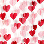 Red Pink Party-Decorations 3D-Heart Garland - 40ft Galentines Streamers Paper Banner, Proposal Anniversary Romantic Birthday Baby Shower Rustic Wedding Hanging Ornaments Decor Hugfond