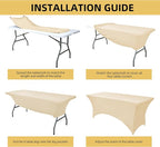 2-Pack 4ft Spandex Table Covers for Rectangular Folding Tables - Wrinkle Resistant Stretch Tight Table Cloths - Ultimate Fitted Table Protector for Parties, Banquet, and Wedding