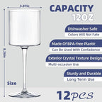 Plastic Goblets Wine Glasses - 12Oz Acrylic Wine Glasses Origami Unbreakable Clear Plastic Cocktail Glasses Recyclable Shatterproof Reusable Wine Cups for Parties & Weddings (Transparent)